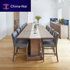 Contemporary dining table natural oaknatural stoneoak base
