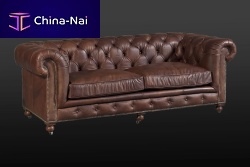 Chesterfield sofa DIV-KENleatherbrown2-person