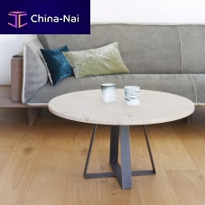 Contemporary coffee table natural oaknatural stoneiron base
