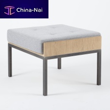Contemporary ottoman VANEAUleatherwoodensteel