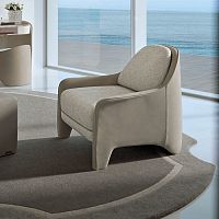 Contemporary armchair NORAfabricleatherbeige