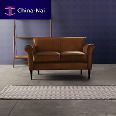Traditional sofa NEBRASKA leatherbrownsolid wood