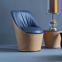 Contemporary armchair ELECTA LOUNGEleatherfull-grain leatherbrown