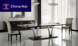 Contemporary dining table ORESTEwoodenchromed metalrectangular