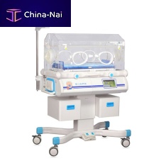 Infant incubator on casters HF-4000 serieswith scalewith 4 operating windows