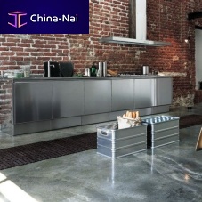 Contemporary kitchen E5stainless steellargehandleless