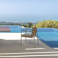 Contemporary dining chair TRESS outdoorliving roomfabric