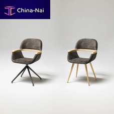 Contemporary dining chair GINOindoorfabricoak base