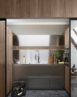 Contemporary kitchen ESPRIT CLUB ET HAVANEwalnutwood veneerisland