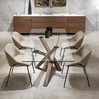 Contemporary table SHANGAI tempered glassaluminum basepainted aluminum base