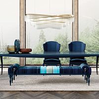 Contemporary upholstered bench Bijouxfabriclacquered metal basemetal