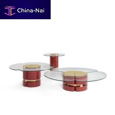 Contemporary coffee table EUPHORIAglasspolished brass baselacquered wood base