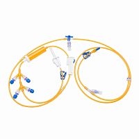 Chemotherapy infusion set with Y portwith light protectionwith heat exchanger