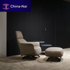 Contemporary armchair KAORIfabricleatherwooden