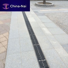 Drainage channel with grating YT200-U20250CIpolymer concretegalvanised steel gratecast iron grate