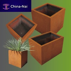 COR-TEN® steel planter BASIOrectangularsquarecontemporary