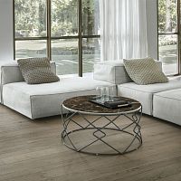Contemporary coffee table DRUMglassporcelain stonewarepainted metal base
