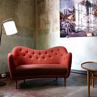 Scandinavian design sofa 46fabricredteak
