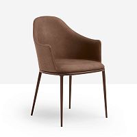 Contemporary chair LEA P Mindoorleatherlacquered metal steel base