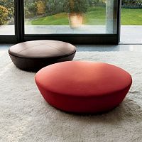 Contemporary pouf CAKEfabricroundblack