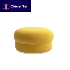 Contemporary pouf CPE M fabricleatherround