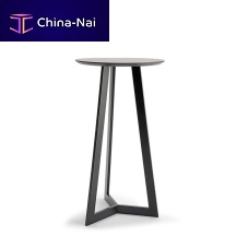 Contemporary high bar table DEDALO laminatesteel baseoval