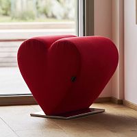 Original design pouf LOVEfabricleatherpolished stainless steel