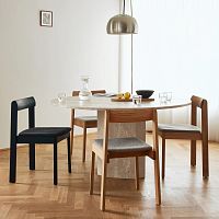 Minimalist dining chair Blueprintindoorfabricoak base