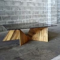 Contemporary coffee table ZEDsmoked glasswooden basesquare