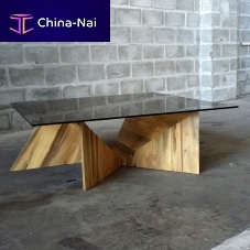 Contemporary coffee table ZEDsmoked glasswooden basesquare