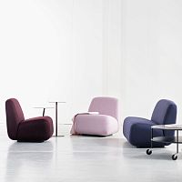 Contemporary fireside chair APERIfabricbeigecentral base