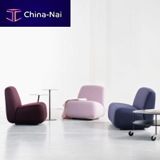 Contemporary fireside chair APERIfabricbeigecentral base
