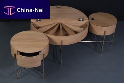 Contemporary coffee table DAVULoakbrass baseround