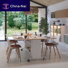 Contemporary table woodenmetal baserectangular