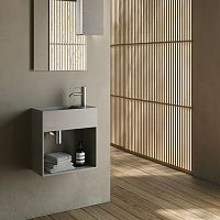 Wall-mounted hand basin UNICOrectangularCorian®with towel rack