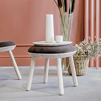 Contemporary ottoman Nave fabricleatherash
