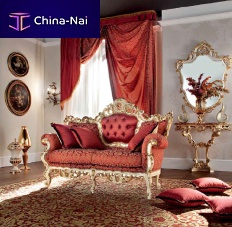 New Baroque design sofa CASANOVA fabricred2-person