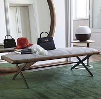 Contemporary upholstered bench AXXIAfabricmetal basewalnut