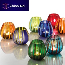 Blown glass candle holder STRING
