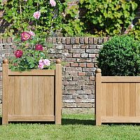 Teak planter VERSAILLESsquaretraditionaloutdoor