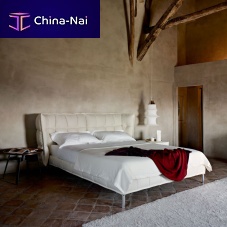 Double bed Huskcontemporaryupholsteredwith headboard