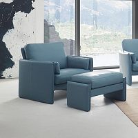 Contemporary armchair SEVILLAleatherwith footrestadjustable
