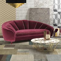 Art Deco sofa Rubyvelvetcottonred