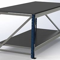 Metal workbench with shelves