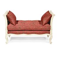 Louis XV style upholstered bench GEORGINA RCAMIER fabricleatherwooden base