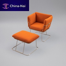 Contemporary footrest MERANOfabricsteelcowhide