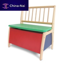 Contemporary bench BAMBINOwoodenwith backrestchild's