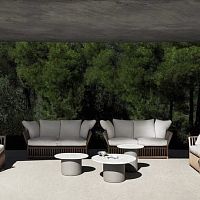Contemporary coffee table Button marblepolyurethane baseround
