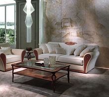 Traditional sofa DI36 CHARME fabricbeigewooden