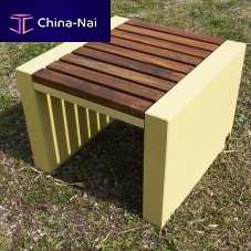 Contemporary stool Lineaexotic woodconcrete basesled base